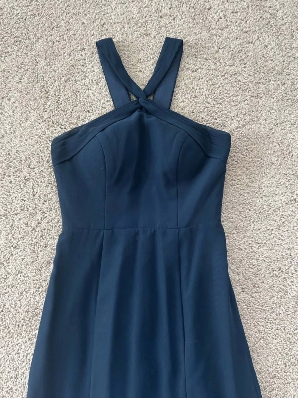 Azazie Navy Cross-Strap A-Line Formal Dress